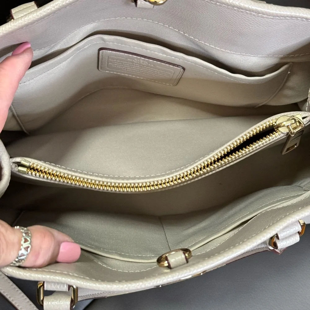 Coach Beige/Vanilla Leather Small Margot Carryall Satchel